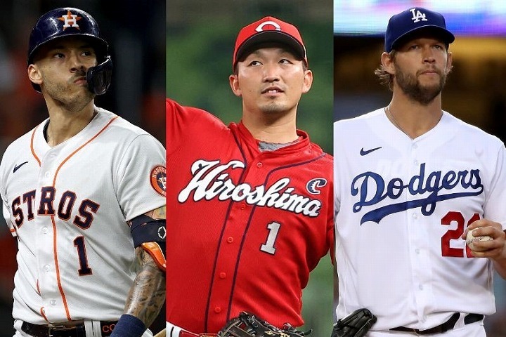 MLBはついにロックアウトを発表した。コレア（左）やカーショウ（右）のような現役MLB戦士や鈴木（中央）のような新たに挑戦する選手も影響を受ける。(C)Getty Images、(C)THE DIGEST