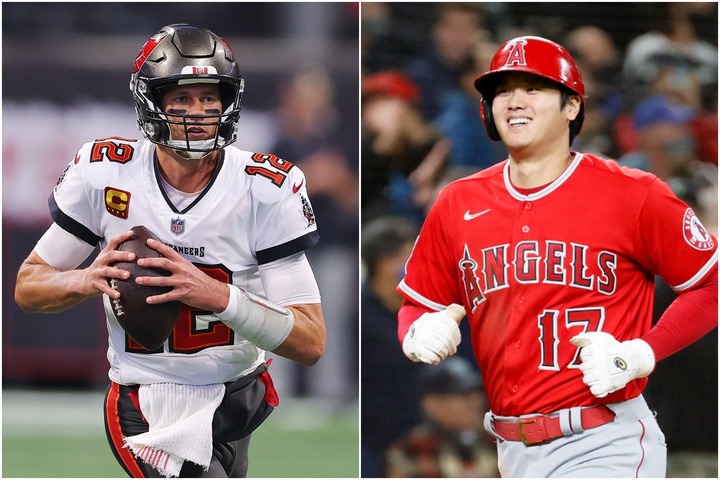 大谷（右）ではなくブレイディ（左）の最優秀選手受賞に、野球記者は不満のようだ。(C)Getty Images