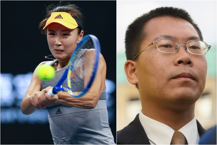 ペン・シューアイ（左）の消息はいまだ不明のままだ。中国の人権活動家テン・ビャオ氏（右）は、ペンが当局にコントロールされていると訴える。(C)Getty Images