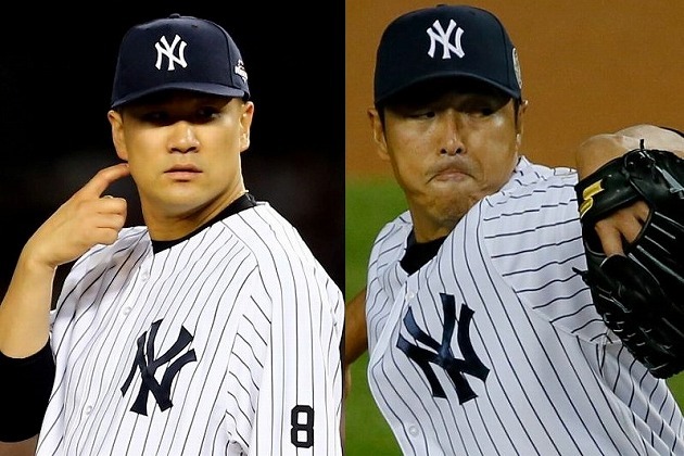 ヤンキースの一時代を支えた田中（左）と黒田（右）。この両投手の活躍を地元紙が特集した。(C)Getty Images